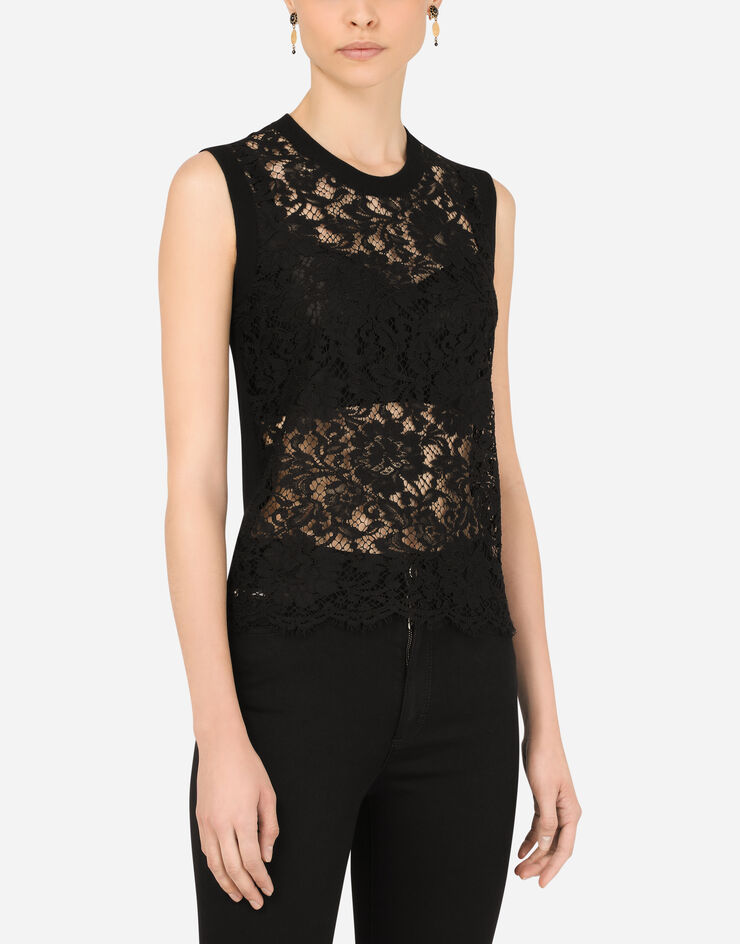 Dolce & Gabbana Sleeveless wool and lace sweater NEGRO FX360TJAMTG