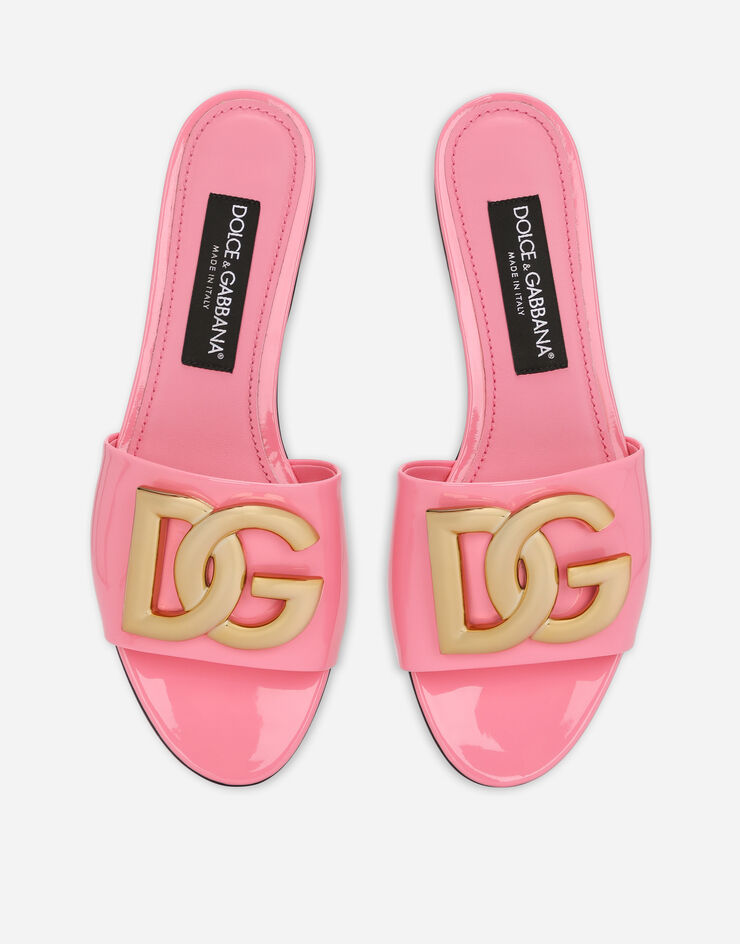 Dolce & Gabbana Patent leather sliders with DG logo Pink CQ0455A1471