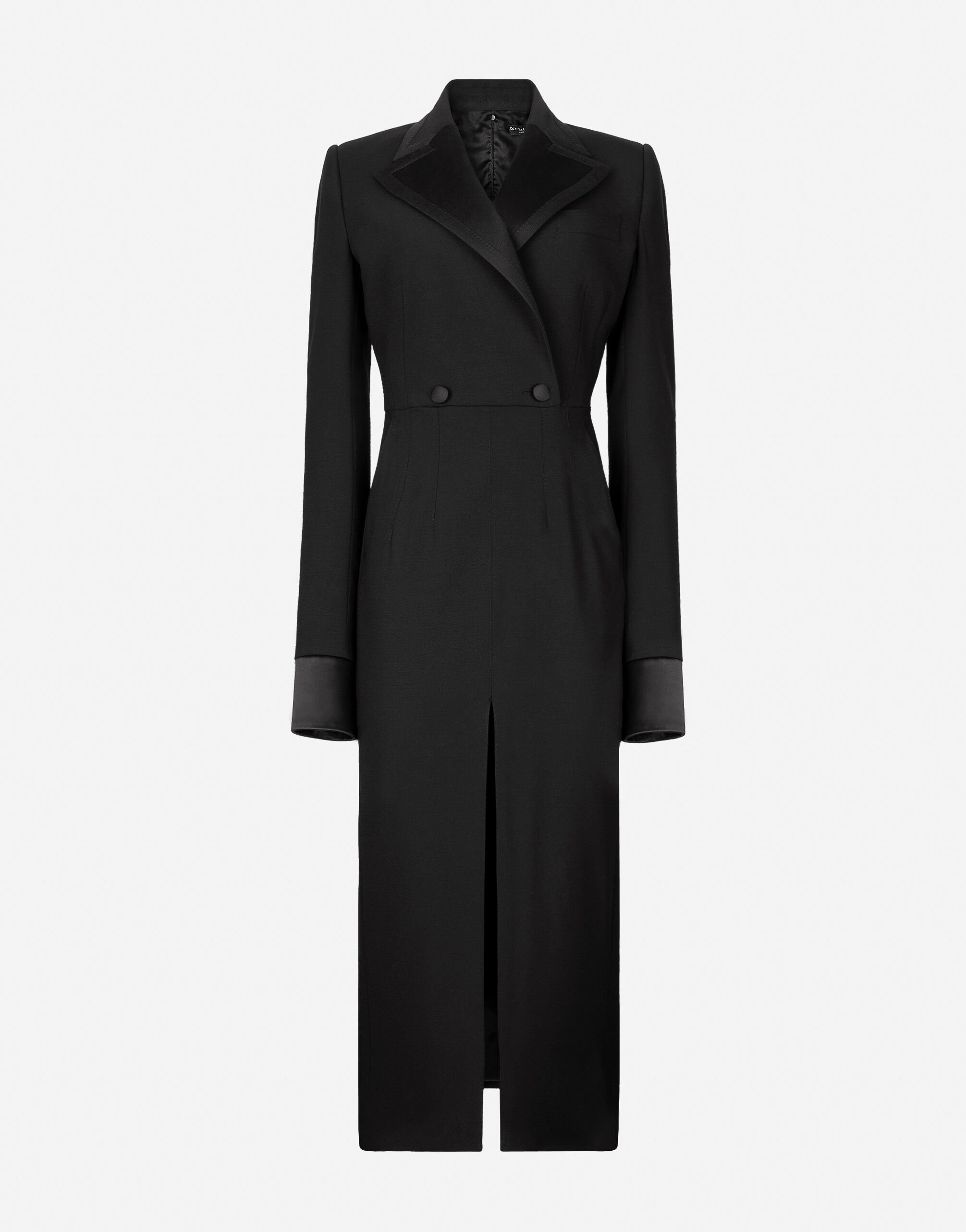 Dolce&Gabbana Woolen calf-length coat dress Black F6DDXTGDB0R