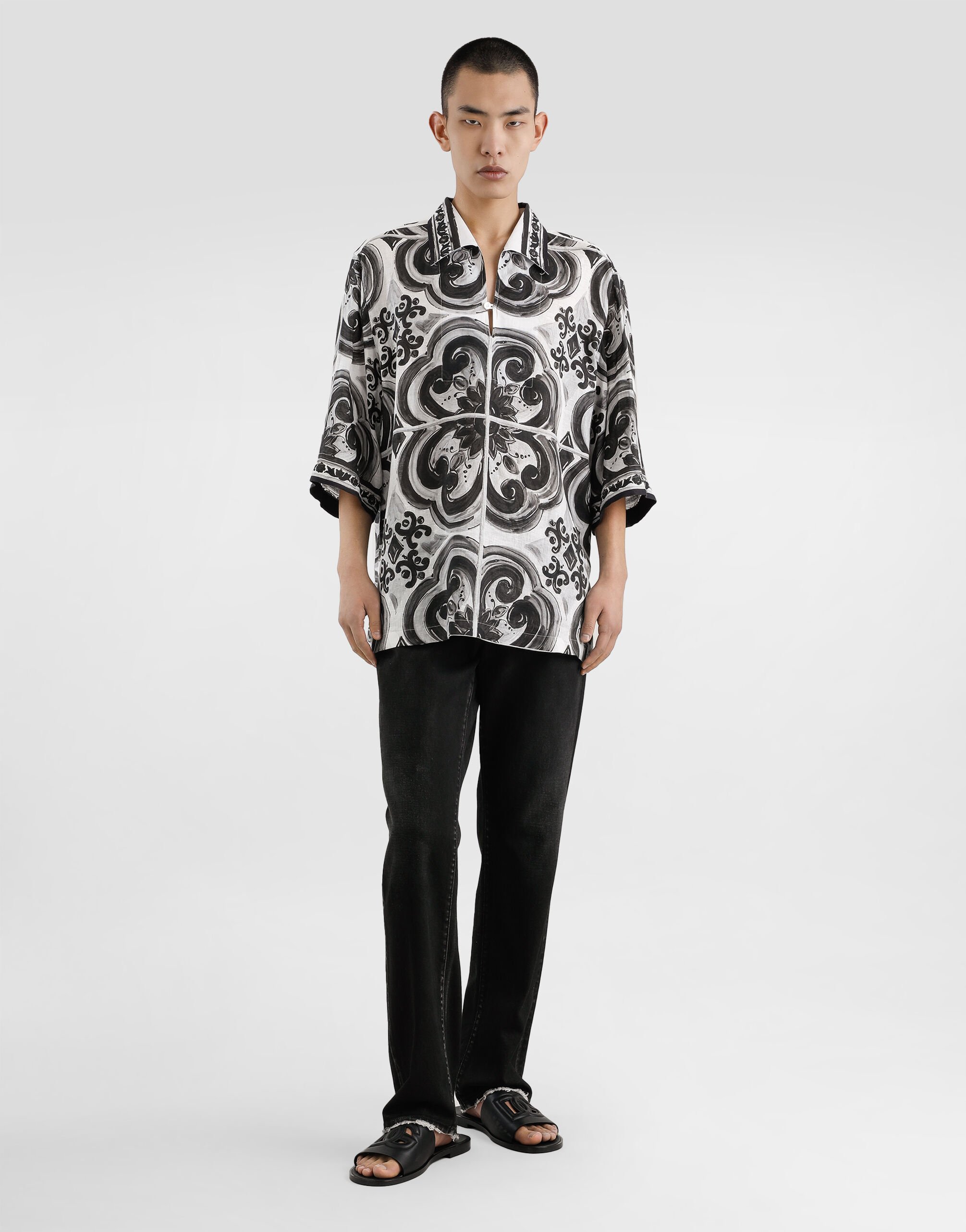 Dolce & Gabbana パンツ ツイル マヨリカプリント マルチカラーのメンズ マヨリカプリント シルクツイル パンツ