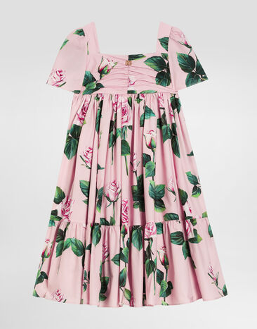 Dolce & Gabbana Rose-print poplin dress Print L54DE0FI5KS