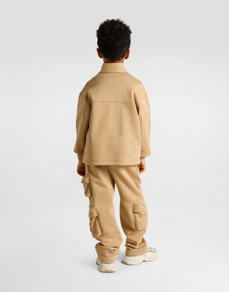 Dolce & Gabbana Cotton sweatshirt with DG patch Beige L4JWMXG7PRO