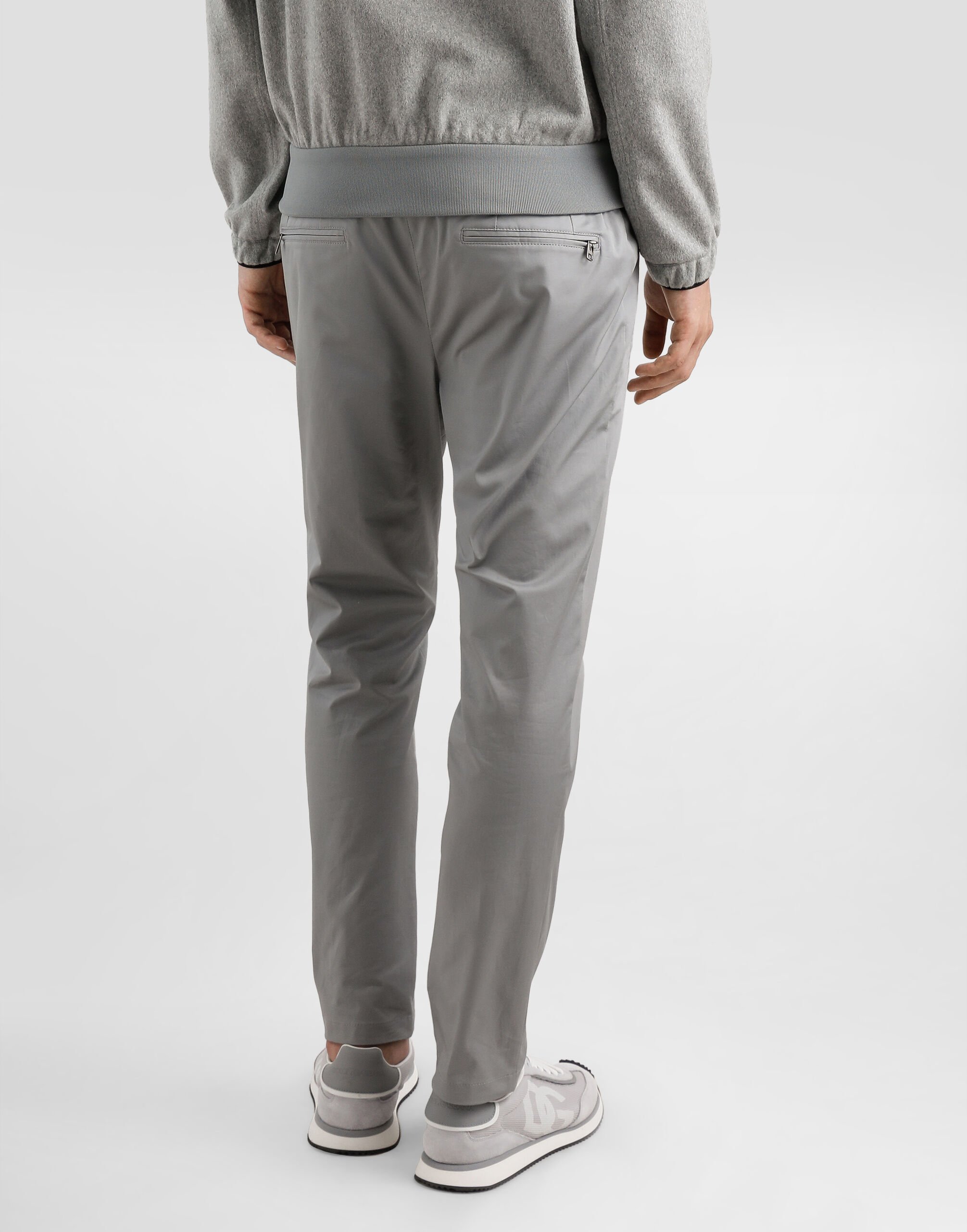 Cotton jogging pants with tag in Grey for Men | Dolce&Gabbana® US