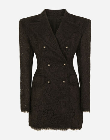 Dolce & Gabbana Double-breasted cordonetto lace jacket Black F26AHTFU23Q
