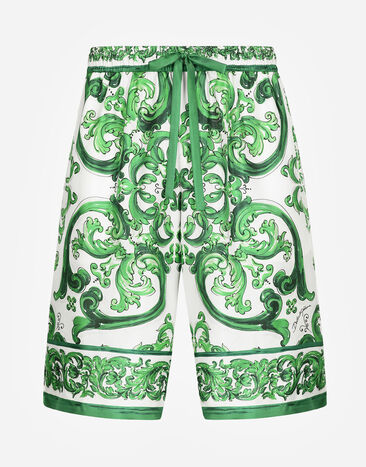 Dolce & Gabbana Bermudas de chándal de seda con estampado Maiolica Imprima G5JH9TFI5JO