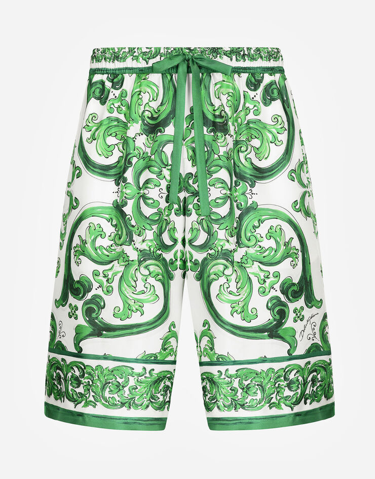 Dolce & Gabbana Спортивные шорты из шелка с принтом майолики Отпечатки GV37ATHI1S6