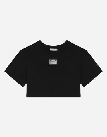 Dolce & Gabbana Camiseta de punto con placa con logotipo Negro L5JTLBG7JL0