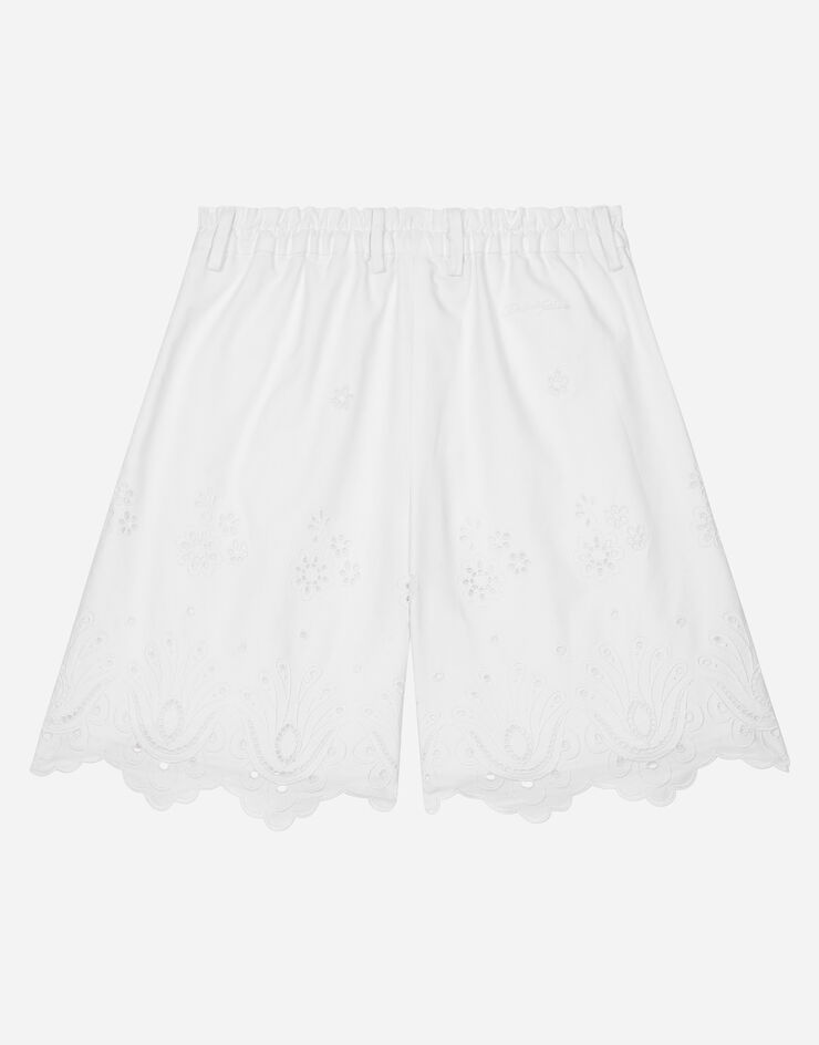 Dolce & Gabbana Pantalón corto de popelina y encaje inglés Blanco L53Q31FG5BL