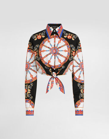 Dolce & Gabbana Carretto-print cotton poplin shirt Multicolor F5T76TGDDTE