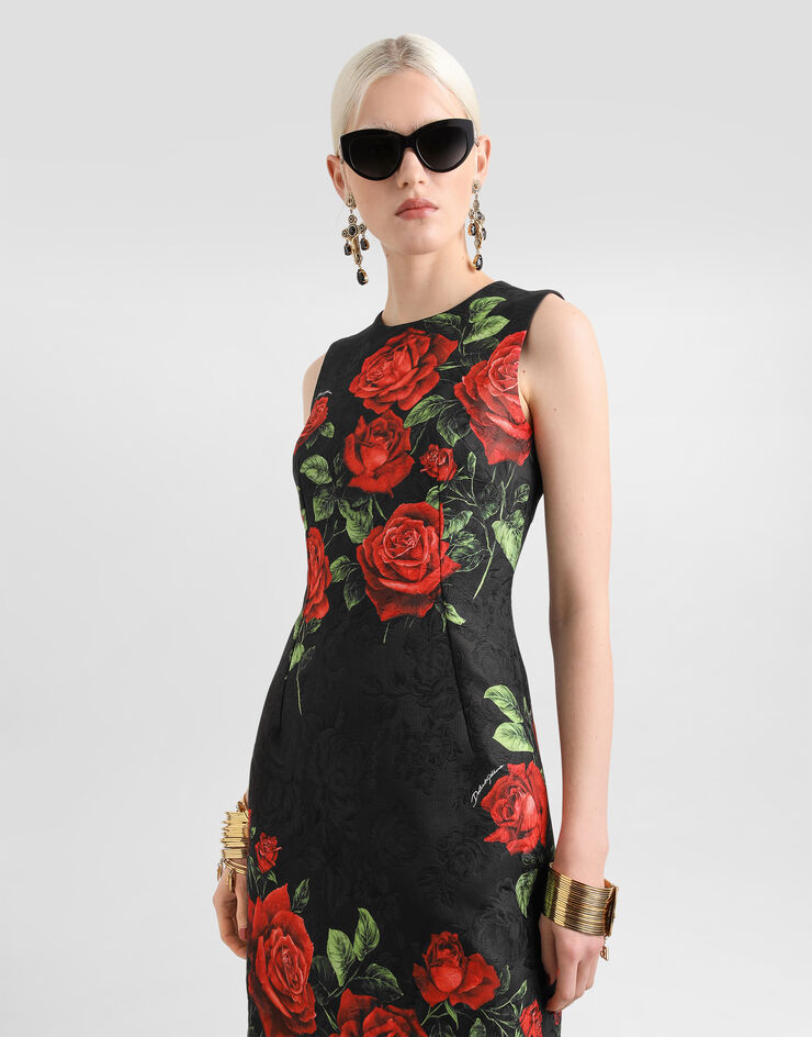 Dolce & Gabbana Rose-print brocade dress Multicolor F620JTFSTB4