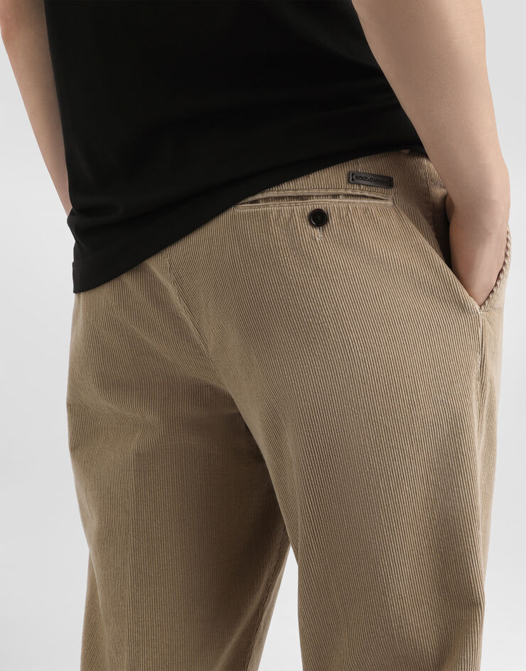 Dolce & Gabbana Garment-dyed velvet trousers Beige GP03JTG8NN7