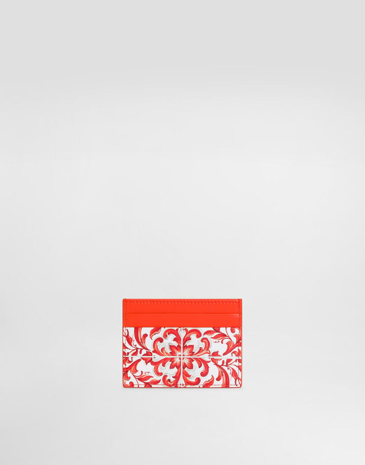 Dolce & Gabbana 3.5 card holder in majolica-print calfskin Multicolor BI0330AO026