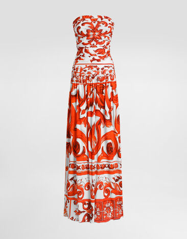 Dolce & Gabbana Majolica-print organzine long dress Multicolor F614VTFS8DR