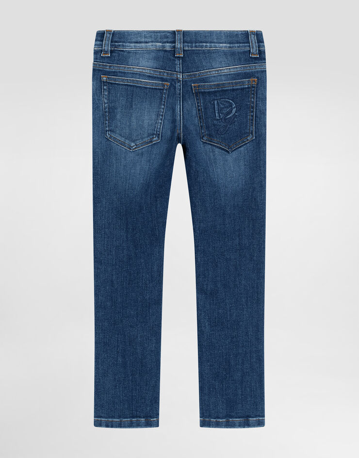 Dolce & Gabbana 5-pocket denim jeans with DG logo Multicolor L42F40LDD01