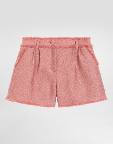Dolce & Gabbana Shorts aus Raschel-Tweed mit Logoknopf Rosa L53Q35HUMUA