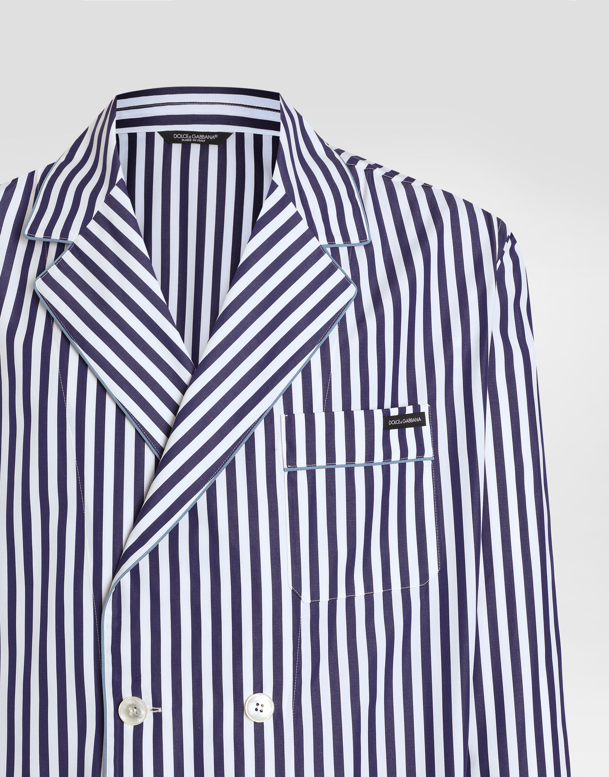 Striped poplin vanity robe - thumbnail 3