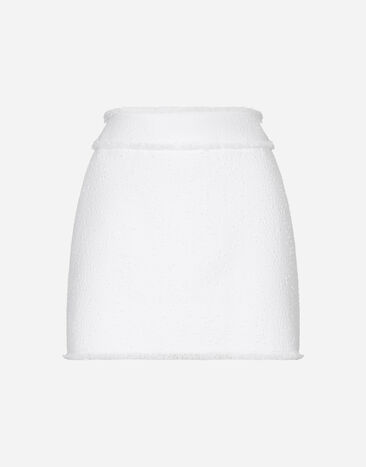 Dolce & Gabbana Cotton raschel tweed miniskirt White F4CWITHUMT9
