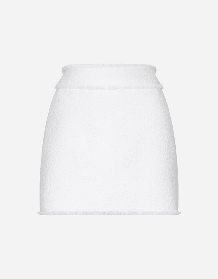 Dolce & Gabbana Minirock aus Raschel-Baumwolltweed Weiss F4CWITHUMT9