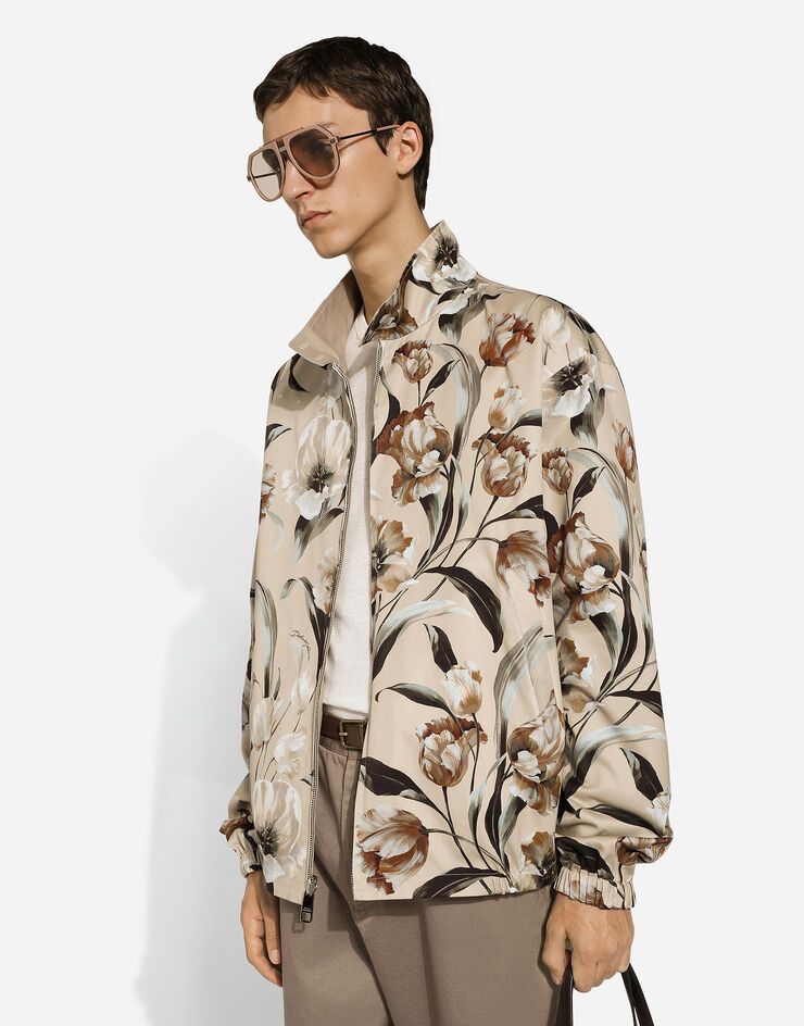 Dolce & Gabbana Двусторонняя куртка с высоким воротником и цветочным принтом Отпечатки G9AZDTFS6N5