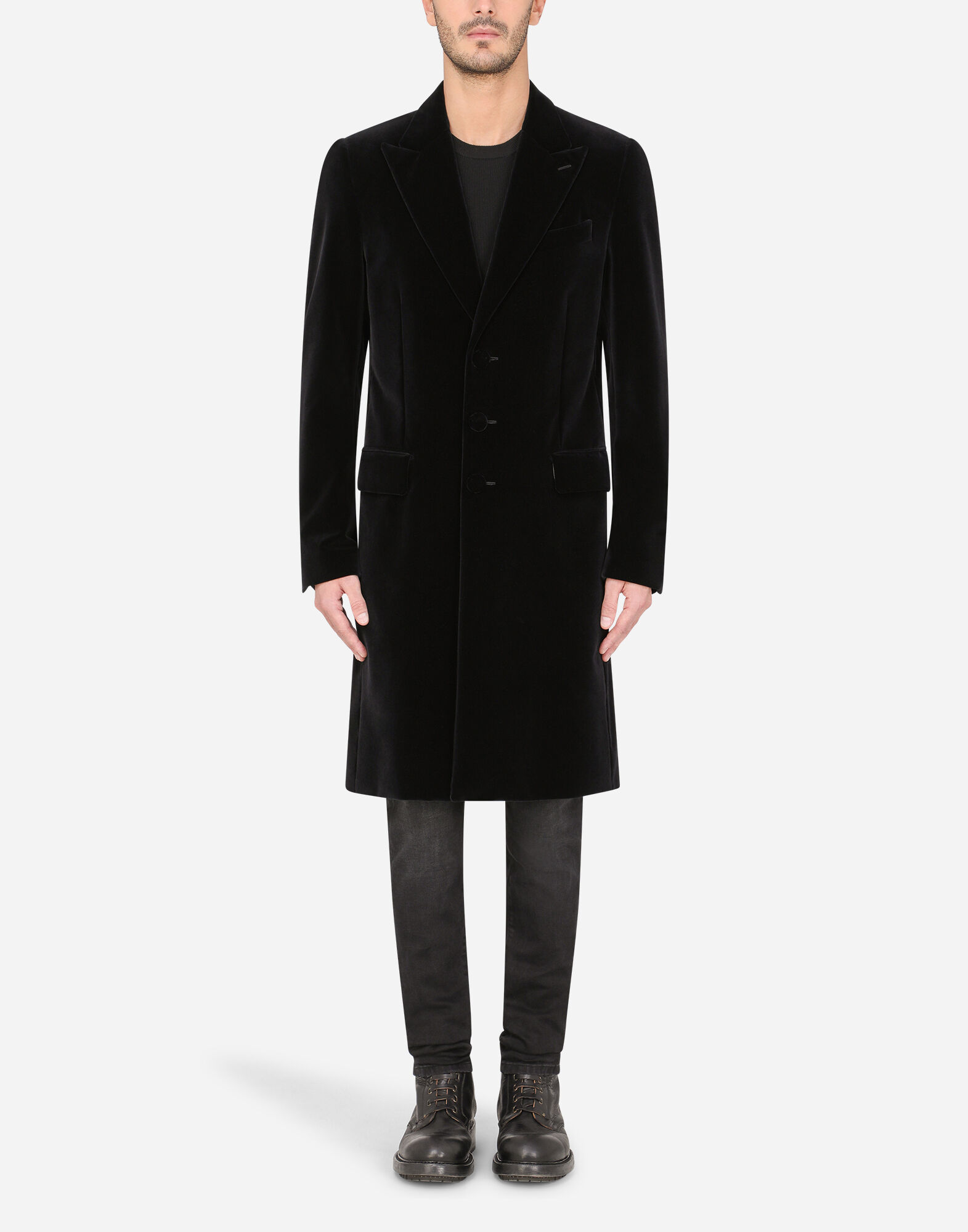 コートその他 Dolce & Gabbana SINGLE-BREASTED VELOURS COAT Velvet coat