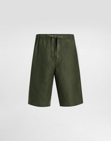 Dolce & Gabbana Bermudas de tela de lino Verde GP0T1TFU4MC