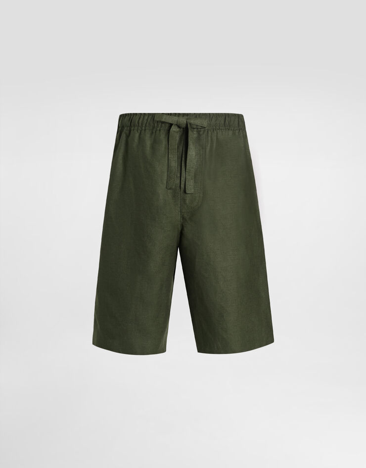 Dolce & Gabbana Linen fabric shorts Green GP0T1TFU4MC