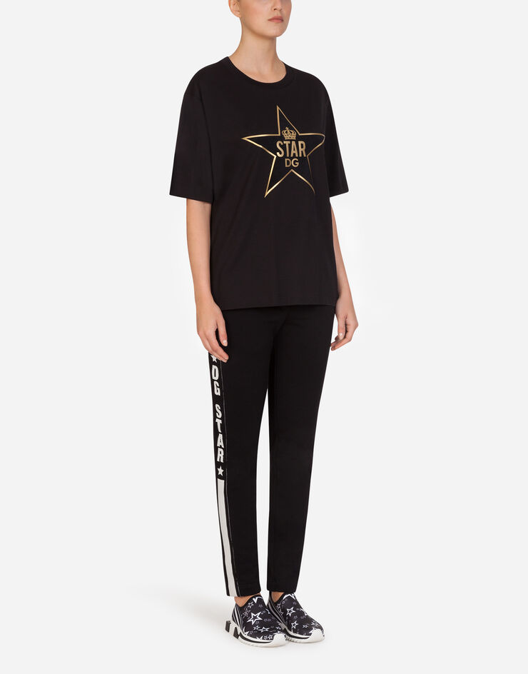 Dolce & Gabbana MILLENNIALS STAR PRINT JERSEY T-SHIRT NERO F8L89ZG7VDT