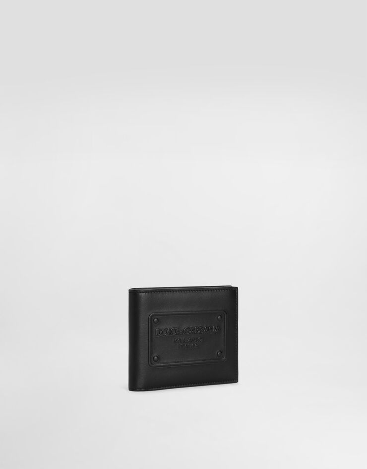 Dolce & Gabbana Cartera plegable en piel de becerro con logotipo en relieve Negro BP1321AG218