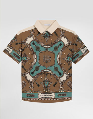 Dolce & Gabbana Camisa en popelina con estampado bandana Multicolor L44S90G7P2K