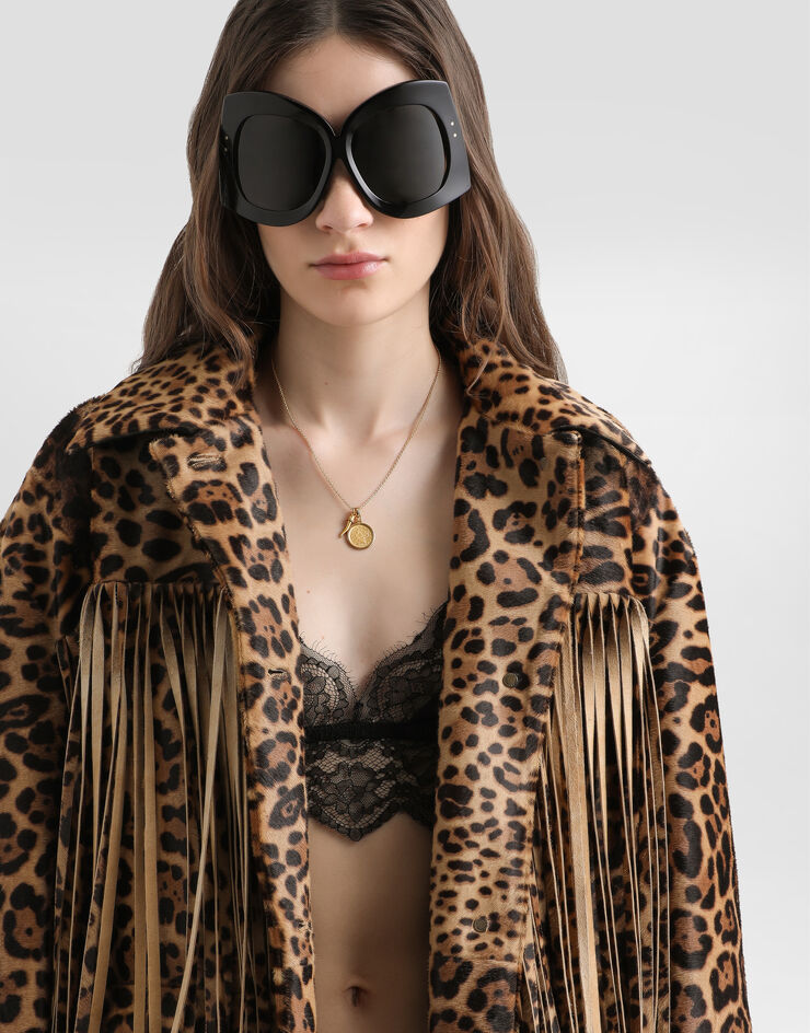 Dolce & Gabbana Leopard-print fringed jacket Multicolor F9T45LHULXR