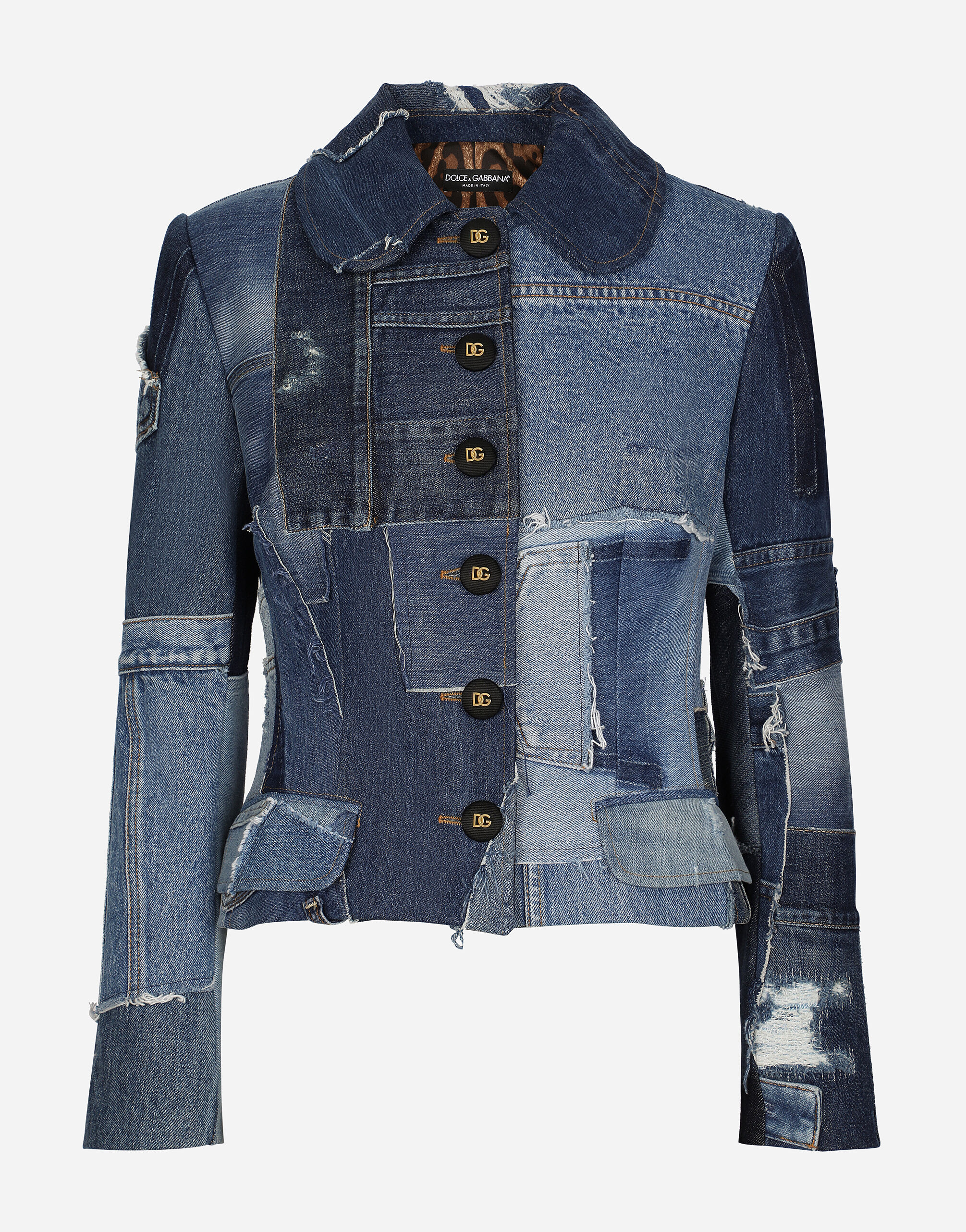 Single breasted denim patchwork jacket in Multicolor for for Women