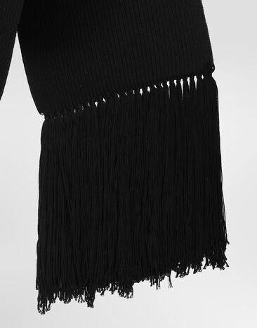 Dolce & Gabbana Virgin wool english rib-knit scarf Black GX76KTJDVNS