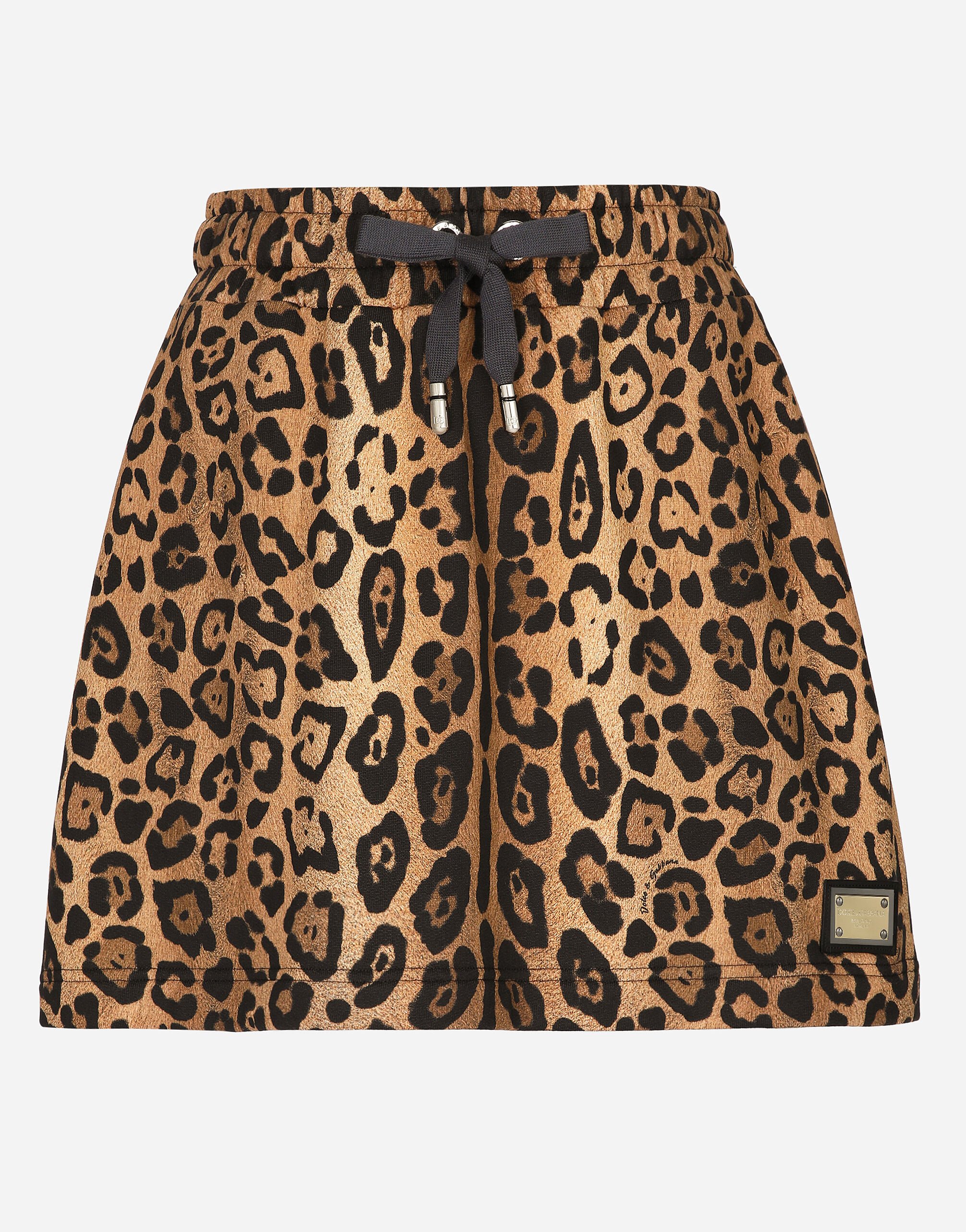 Leopard print Crespo fleece miniskirt in Print for Women Dolce Gabbana