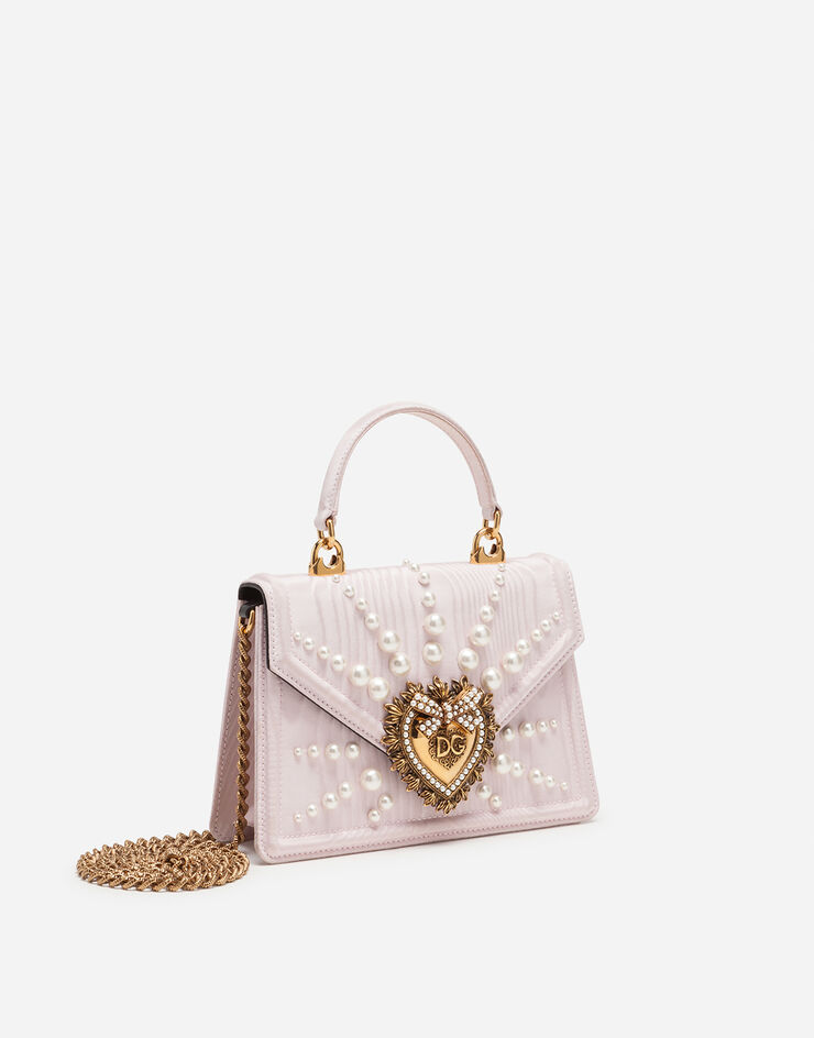 Dolce & Gabbana Small moiré Devotion bag with pearl embroidery PUDER BB6711AJ672