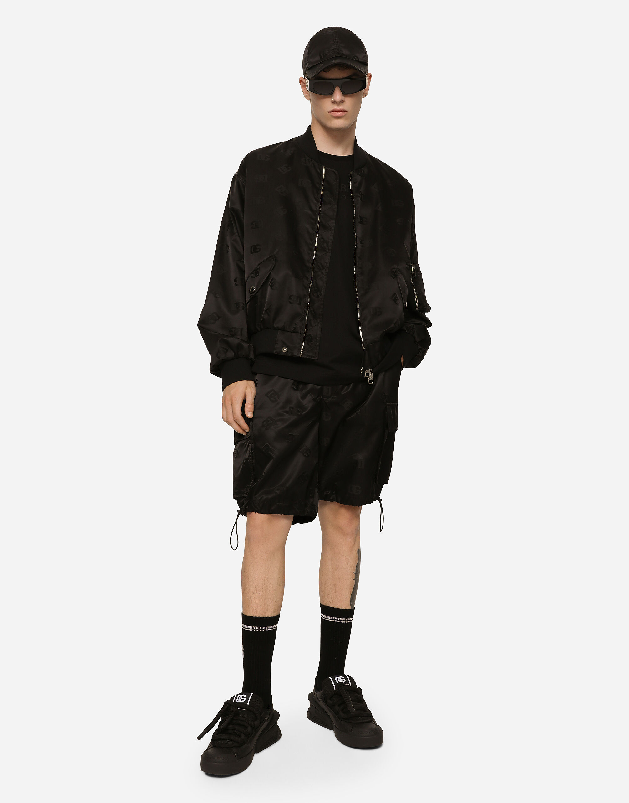 DG satin jacquard jacket with branded tag in Black for Men Dolce Gabbana US