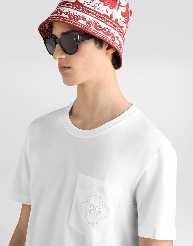 Dolce & Gabbana Cotton t-shirt with logo embroidery White G8RA2ZG7P7U