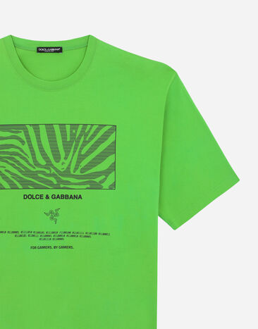 Dolce & Gabbana T-shirt in cotone con stampa RAZER Verde I8ANTMG7M9E