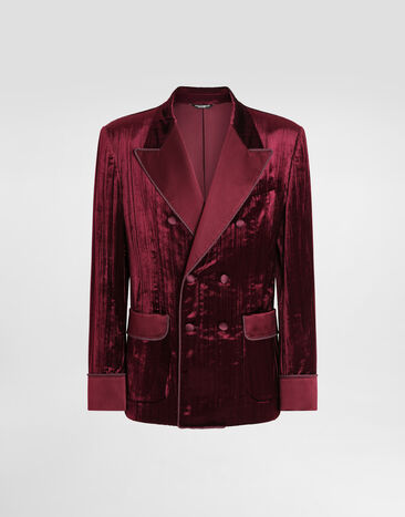 Dolce & Gabbana Double-breasted velvet jacket Purple G2UO2TFUWEP