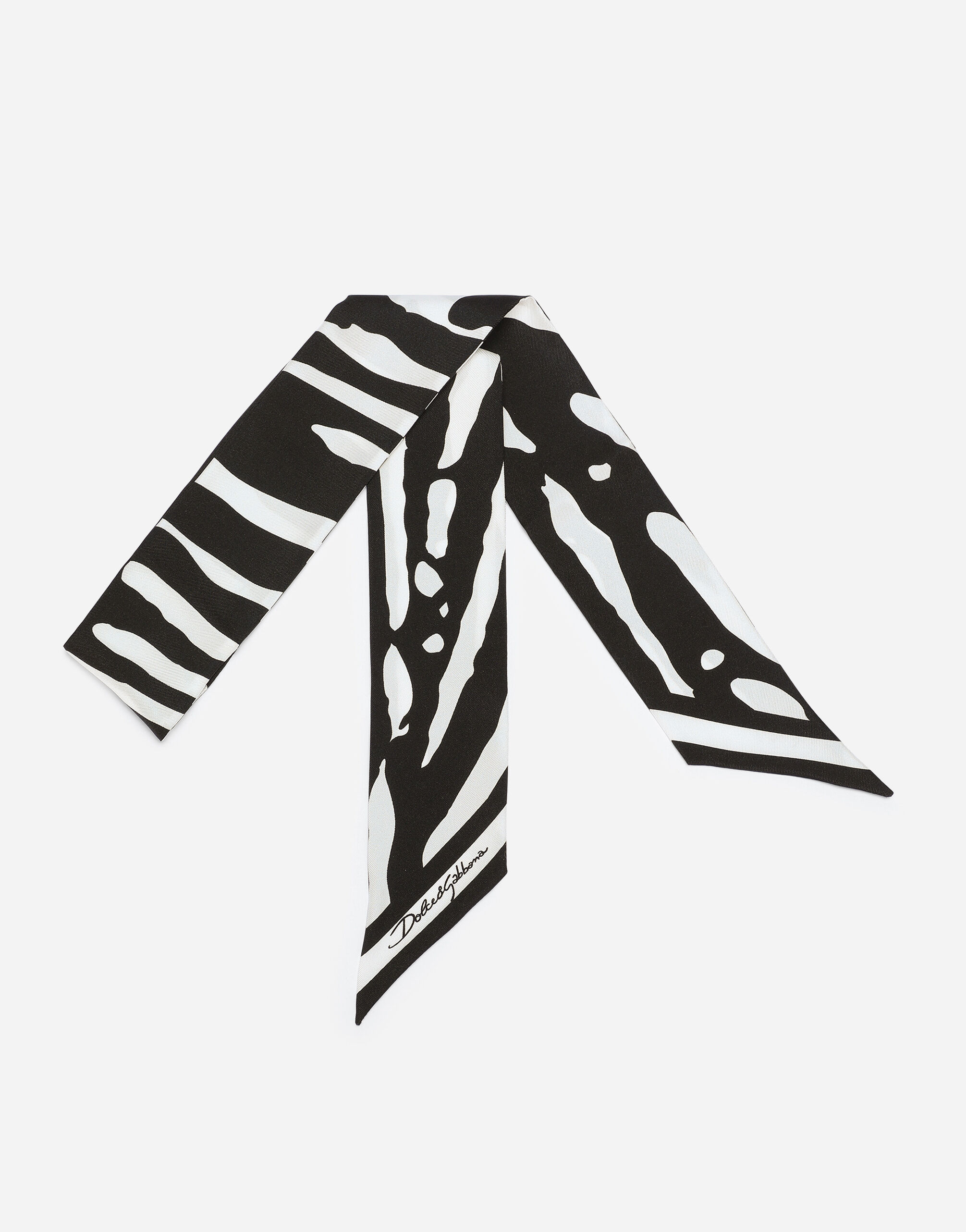 Zebra-print twill headscarf in Multicolor for Women