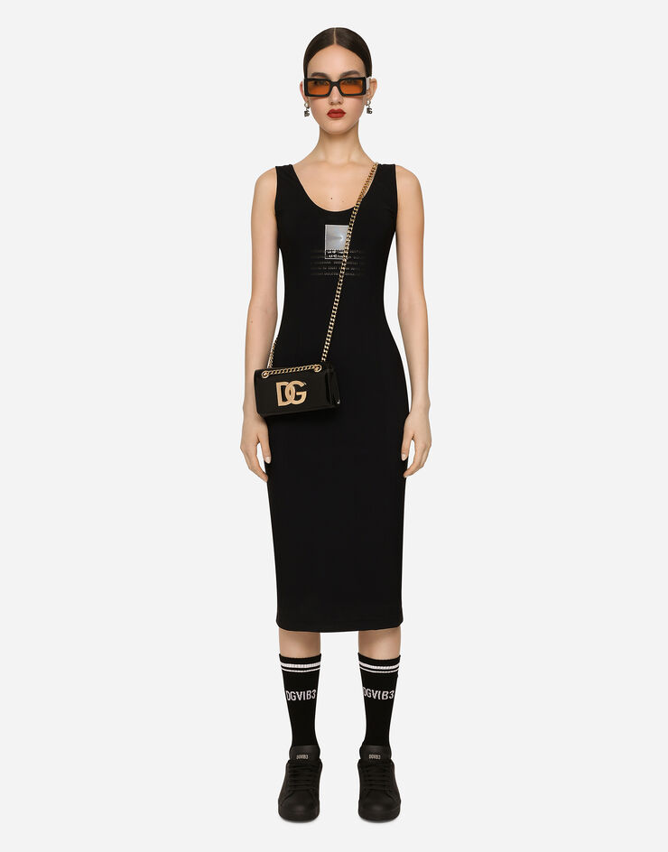 Dolce & Gabbana Sleeveless spandex jersey midi dress DGVIB3 Black F6DKBTGDB5C