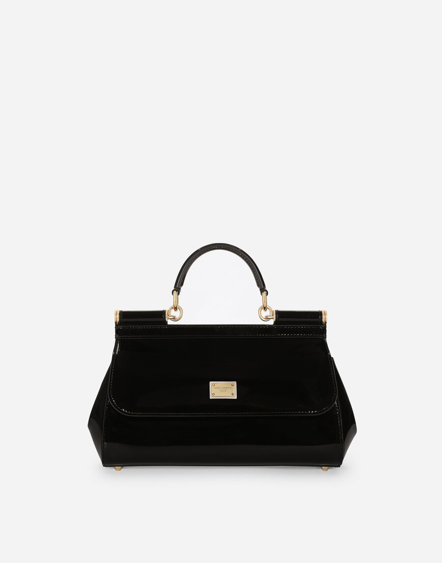 Elongated medium Sicily handbag in polished calfskin