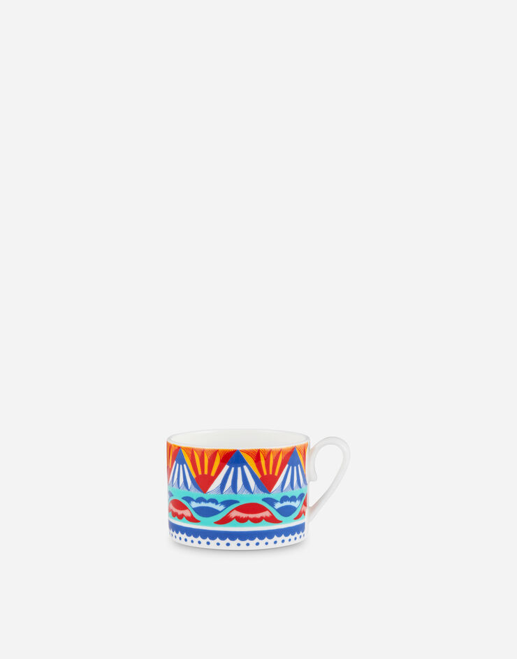 Dolce & Gabbana Teetasse mit Untertasse aus feinem Porzellan Mehrfarbig TC0S06TCA11