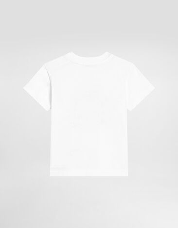 Dolce & Gabbana Short-sleeved jersey t-shirt with Dolce&Gabbana print Multicolor L1JTEYG7NVW