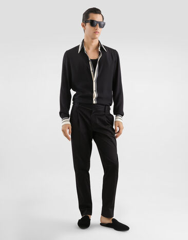 Dolce & Gabbana Camisa Martini de tejido jacquard con estampado del logotipo y rayas Multicolor G5ML1THI11T