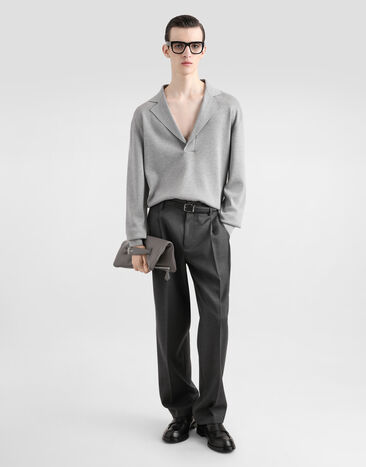 Dolce & Gabbana Pantalon en laine à double pince Gris GP0N2TFUZC2