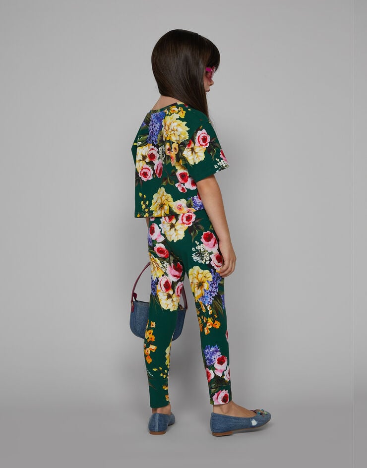 Dolce & Gabbana T-shirt in interlock stampa giardino Stampa L5JTNDFSG8Q