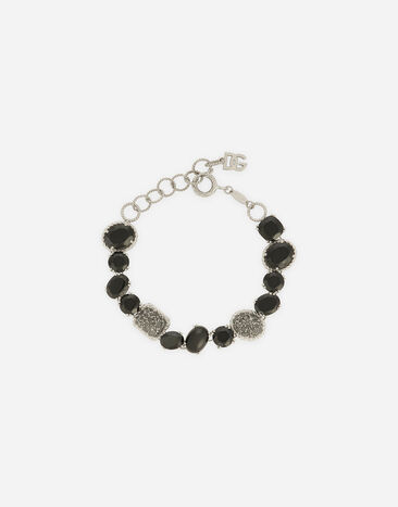 Dolce & Gabbana Pulsera Anna en oro blanco de 18 kt con espinelas negras Blanco WBQA1GWSPBL