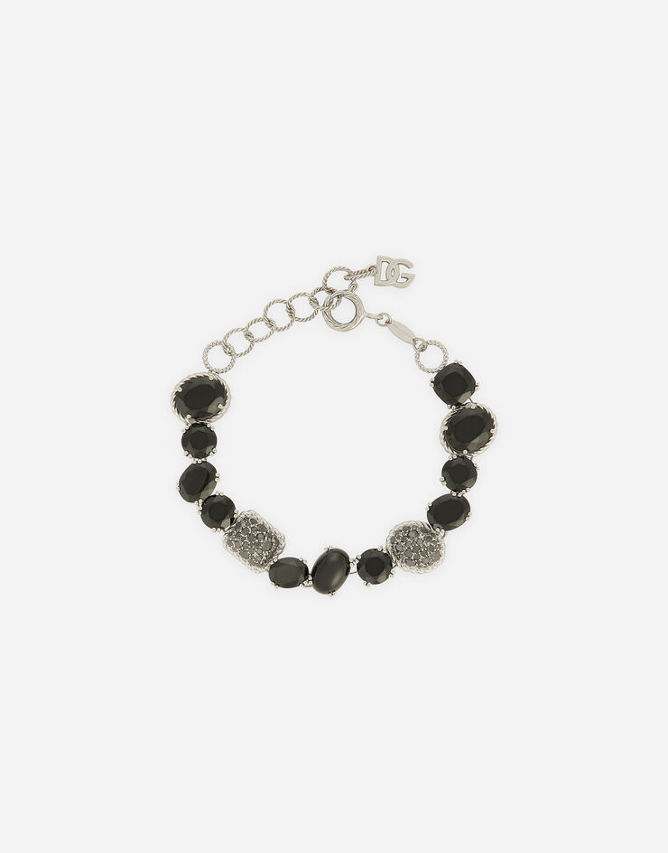 Dolce & Gabbana Pulsera Anna en oro blanco de 18 kt con espinelas negras Blanco WBQA1GWSPBL