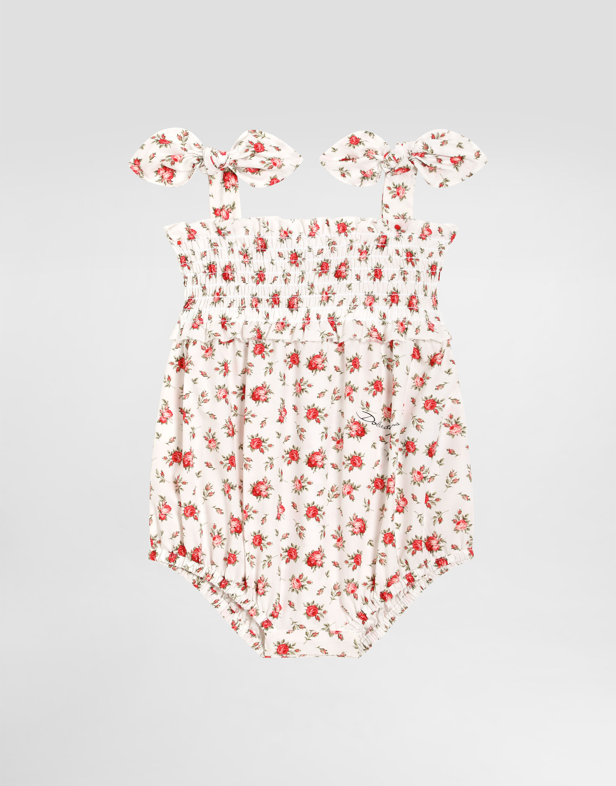 Small rose-print poplin romper in Multicolor for Girls