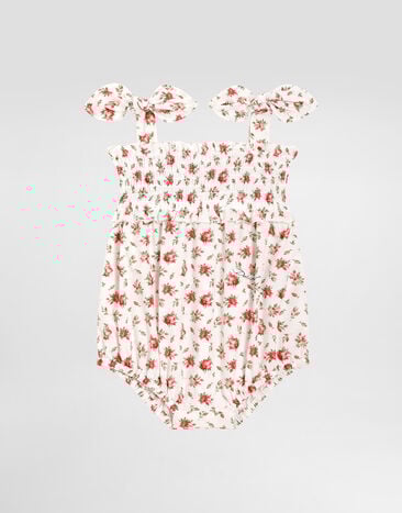 Dolce & Gabbana Combishort en popeline à imprimé petites roses Multicolor L21O84HS5UB